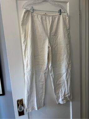 Eileen Fisher White Cotton Poplin Pants